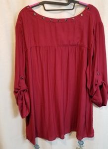 torrid Tops - Torrid wine colored grommet peasant blouse torrid Tops - Torrid wine colored grommet peasant blouse